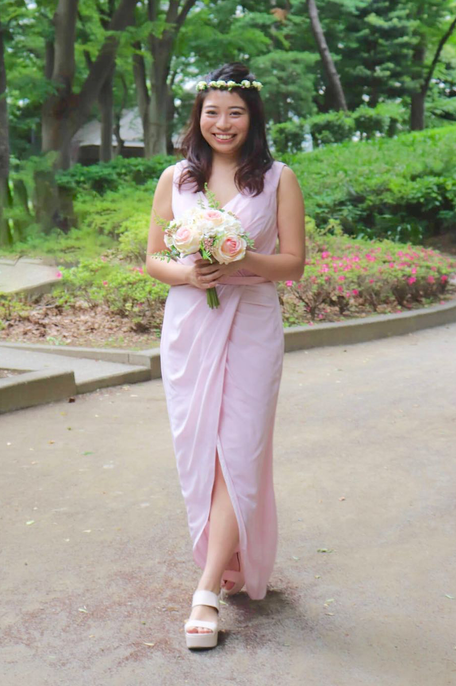 152colors Custom-made Bridesmaid Dress V Neck Chiffon Long Slit Dress